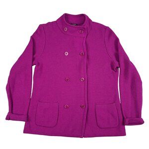 Talbots Lambs Wool Blend Double Breasted Fuchsia Jacket Sz PM